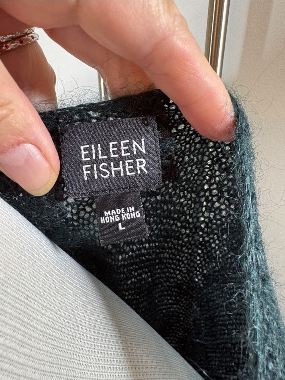 Eileen Fisher Plush Scoop Neck Mohair Blend Sweater in Deep Teal L - Picture 2 of 6